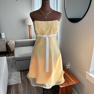 2000s Vintage Alfred Angelo Sun Shine Yellow Strapless Formal Dress Y2K Size 12